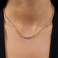 Image of 10K Yellow Gold Rainbow Bright Tennis Necklace on Models Neck