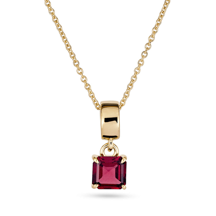 Stone and Strand 10K Yellow Gold Red Studio Garnet Charm Necklace Front Image