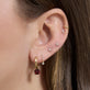 Image of 10K Yellow Gold Red Studio Garnet Huggies with Stone and Strand Earrings