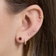 Image of 10K Yellow Gold Red Studio Garnet Studs with Stone and Strand Earrings