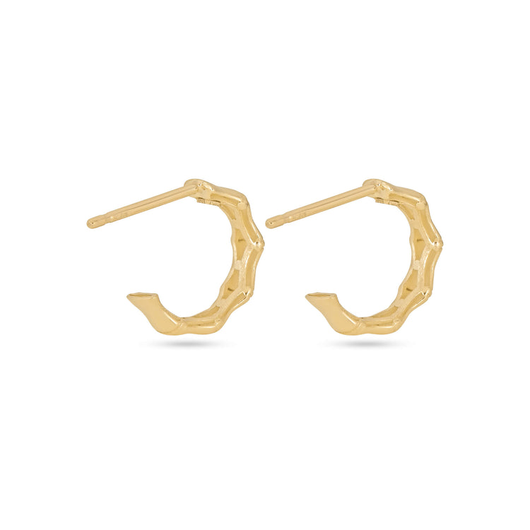 Stone and Strand 14K Yellow Gold Resort Gold Bamboo Hoops Rear Image