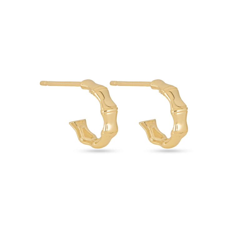 Stone and Strand 14K Yellow Gold Resort Gold Bamboo Hoops Side Image