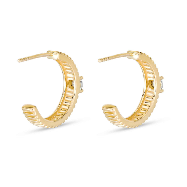 Stone and Strand 10K Yellow Gold Dainty Diamond Pirouette Hoops Rear Image