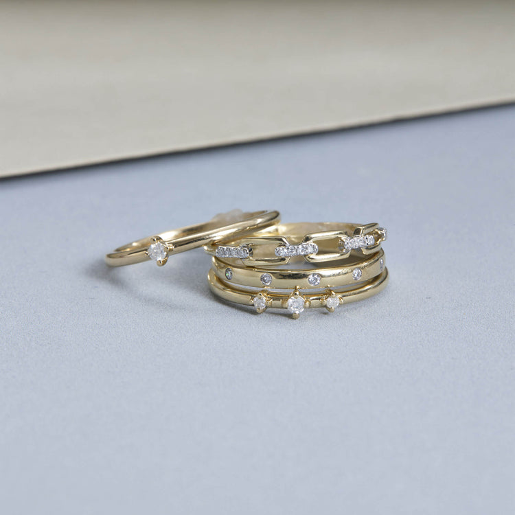 Still life image of Together Forever Diamond Band with Stone and Strand solid gold jewelry