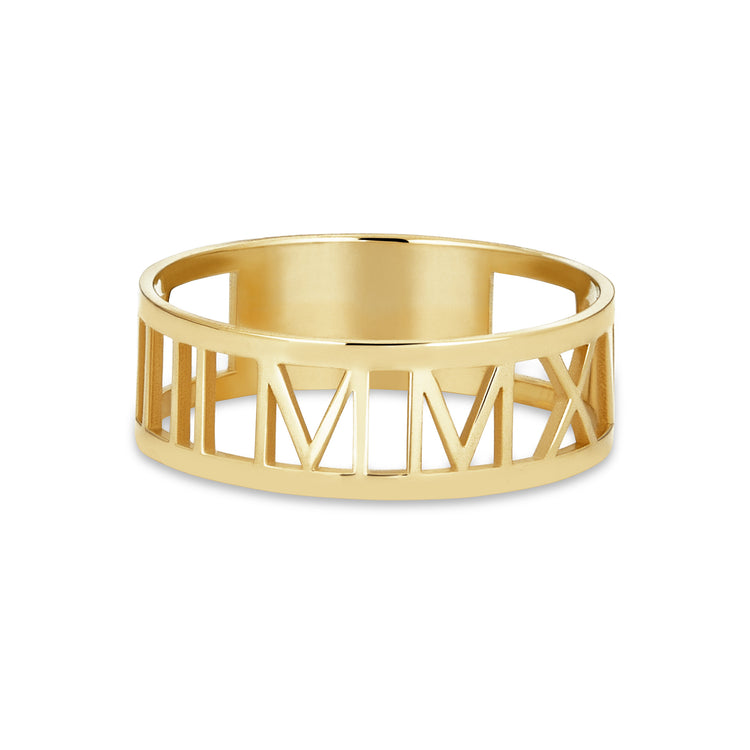 Roman Numeral Ring in Gold Plating for Men - MYKA