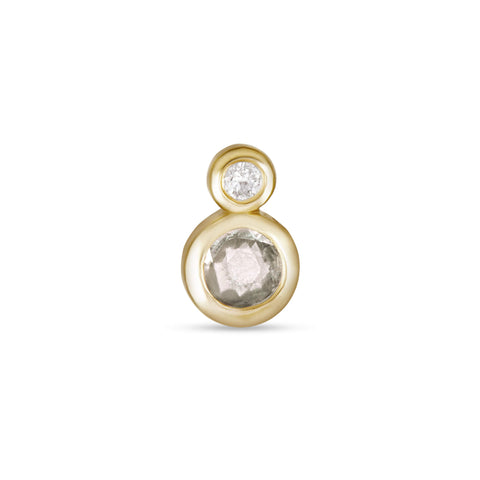 Stone and Strand 14K Yellow Gold Rose Cut Sapphire Diamond Push Pin Flat Back Front Image