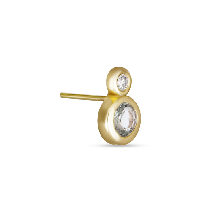 Stone and Strand 14K Yellow Gold Rose Cut Sapphire Diamond Push Pin Flat Back Side Image