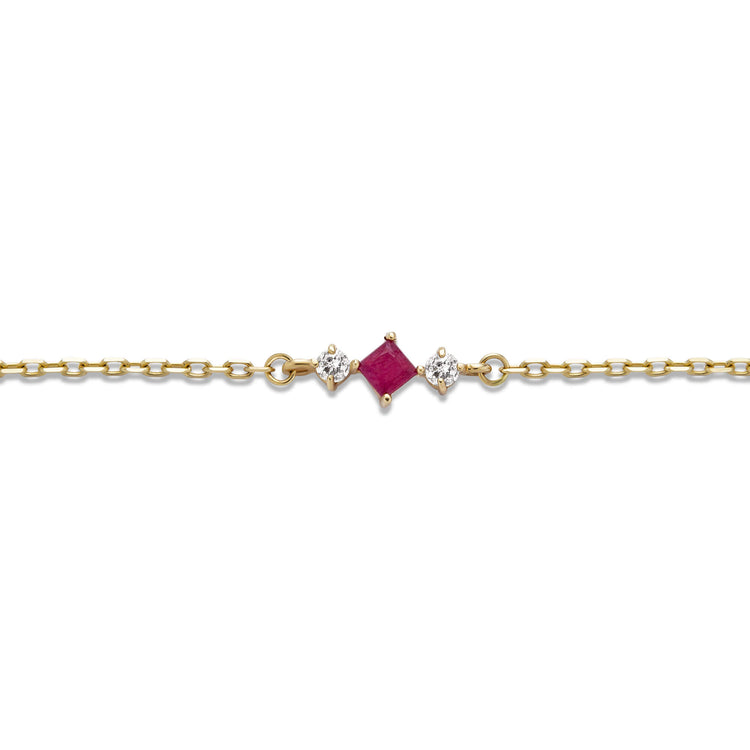Stone and Strand 10K Yellow Gold Ruby and Diamond Bracelet Close Up Image