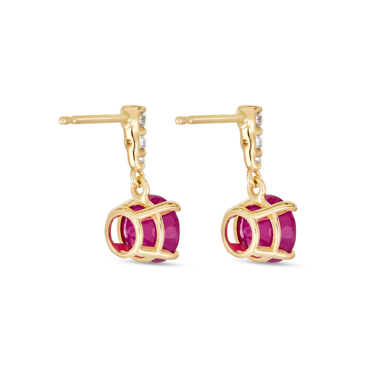Stone and Strand 14K Yellow Gold Ruby and Diamond Earrings Rear Image