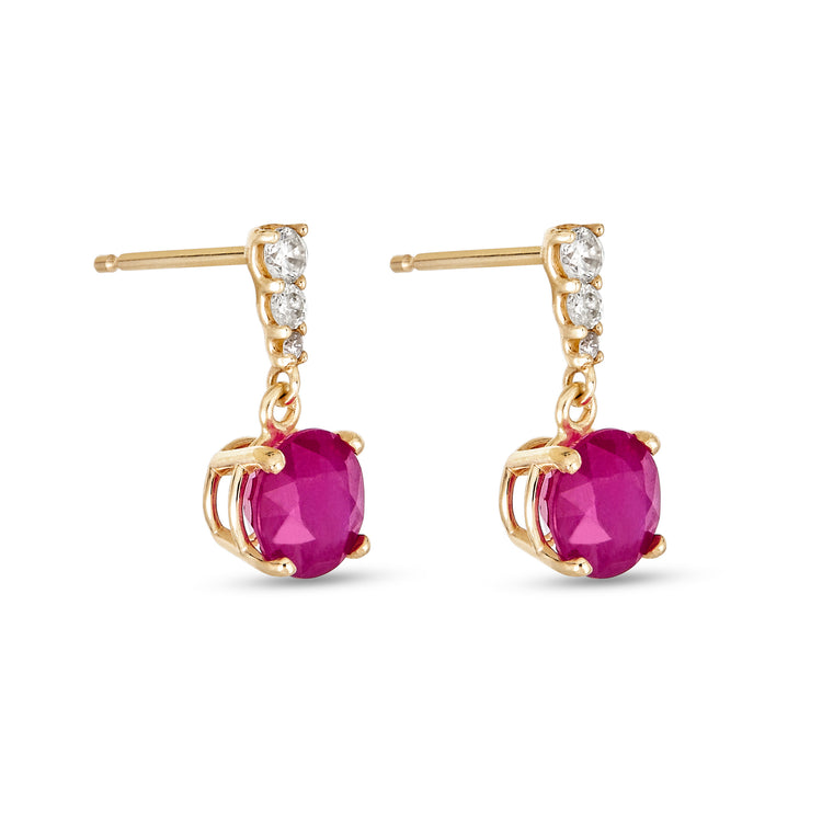 Stone and Strand 14K Yellow Gold Ruby and Diamond Earrings Side Image