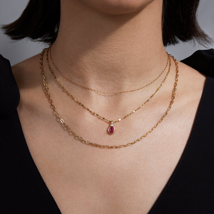 Image of 10K Yellow Gold Ruby Bonbon Diamond Charm with Stone and Strand Necklaces