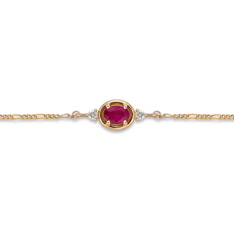 Stone and Strand 10K Yellow Gold Ruby Diamond Bonbon Bracelet Close Up Image