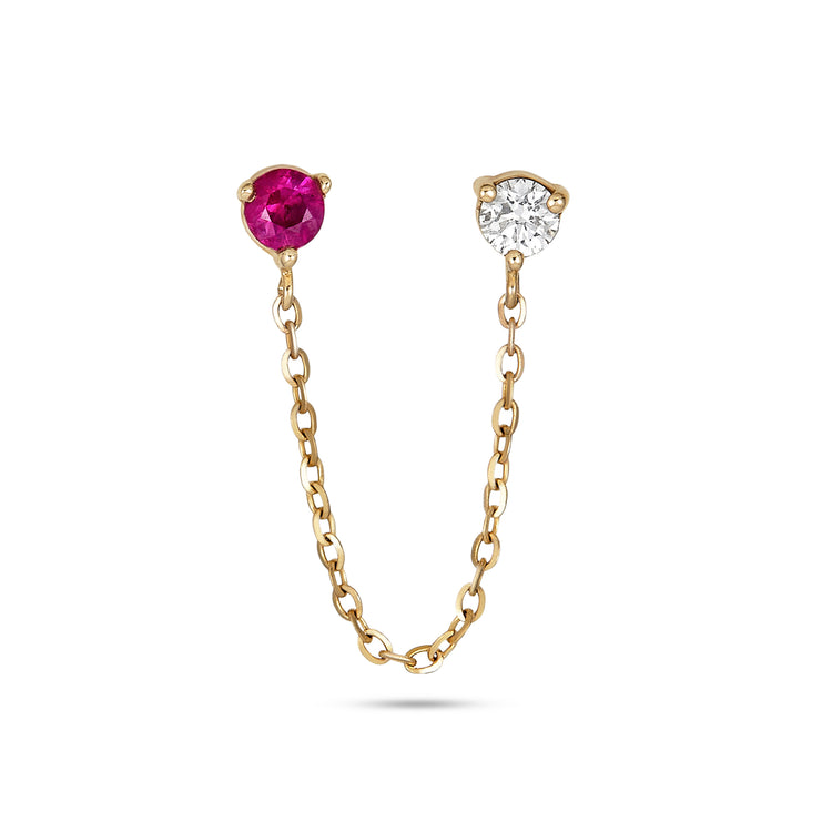 Ruby Diamond Double Up Chain Earring