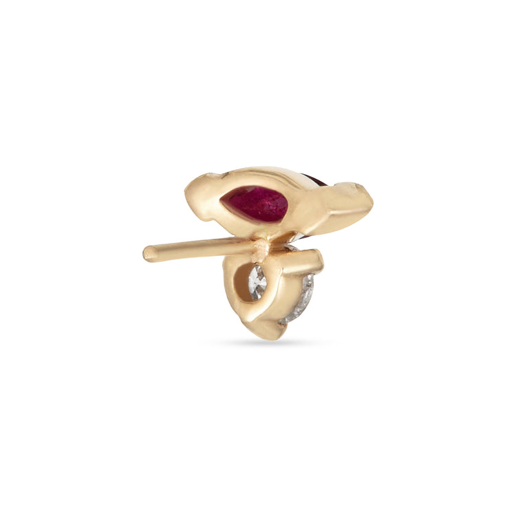Stone and Strand 14K Yellow Gold Ruby Diamond Push Pin Flat Back Rear Image