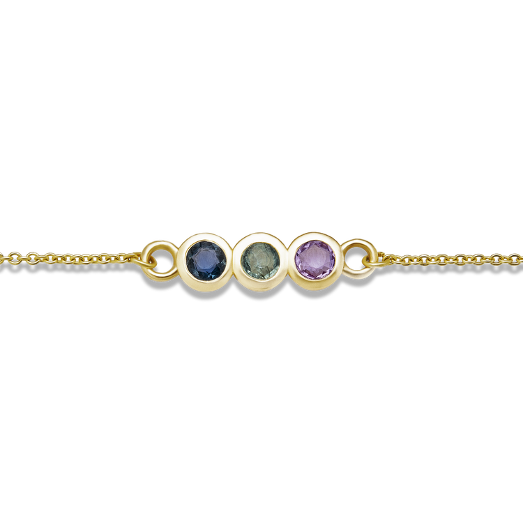 Rose Cut Trio Sapphire Bracelet