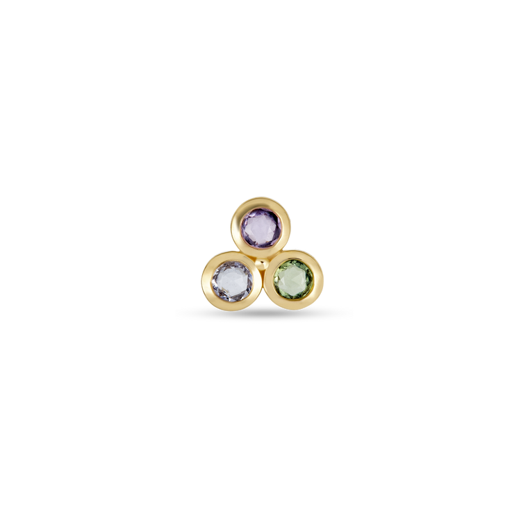 Rose Cut Sapphire Trio Stud