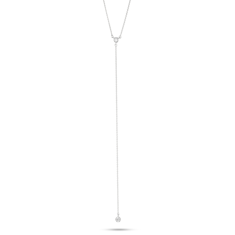 Stone and Strand 14K White Gold Tiny Diamond Lariat Necklace Front Image