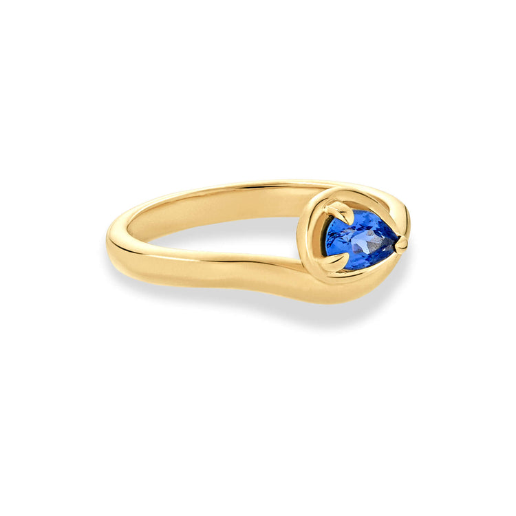 Stone and Strand 10K Yellow Gold Blue Sapphire Raindrop Merge Ring Side Image