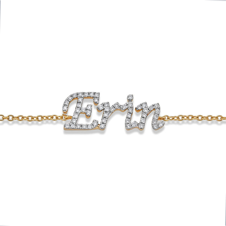 Stone and Strand 14K Yellow Gold Say My Name Diamond Bracelet Close Up Image