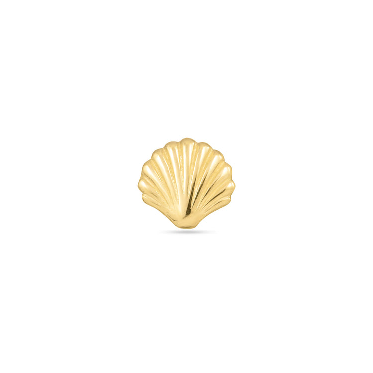 Stone and Strand 14K Yellow Gold Scallop Shell Flat Back Piercing Earring Front Image