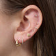 Image of 14K Yellow Gold Scallop Shell Flat Back Piercing Earring with Stone and Strand Earrings