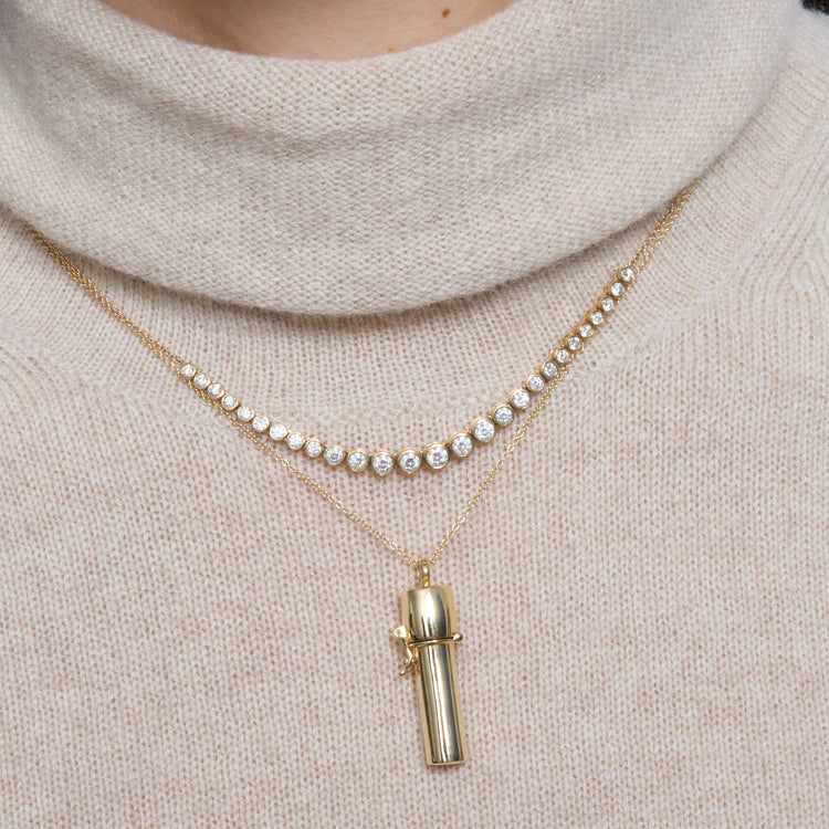 Image of 14K Yellow Gold Scroll Necklace with Stone and Strand Necklaces