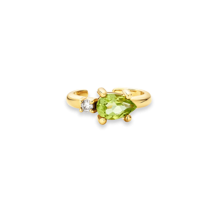 Stone and Strand 10K Yellow Gold Seagrass At Twilight Diamond and Peridot Ear Cuff Front Image
