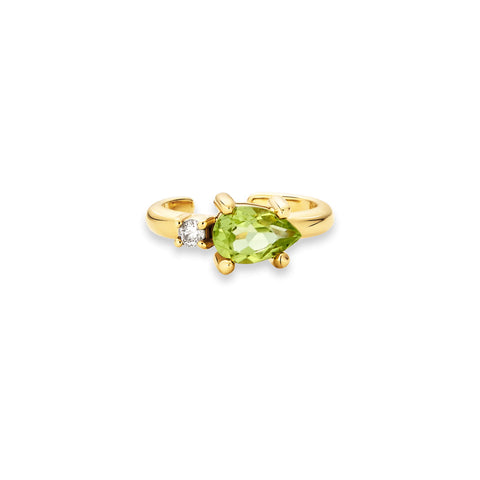 Stone and Strand 10K Yellow Gold Seagrass At Twilight Diamond and Peridot Ear Cuff Front Image