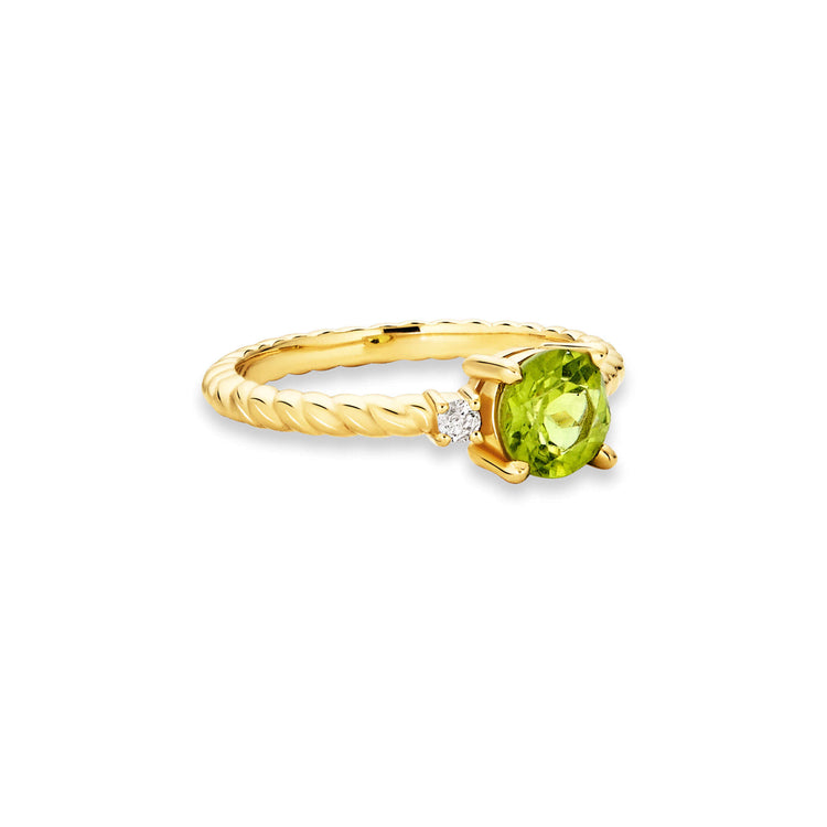 Stone and Strand 10K Yellow Gold Seagrass At Twilight Diamond and Peridot Ring Side Image