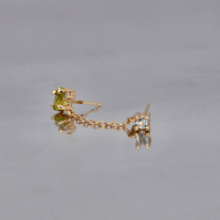 Stone and Strand 10K Yellow Gold Seagrass Double Up Diamond and Gemstones Stud Editorial Image