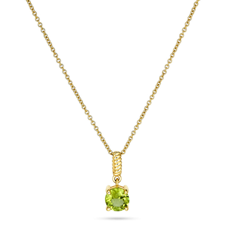 Stone and Strand 10K Yellow Gold Seagrass Peridot Necklace Close Up Image