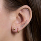 Image of 14K Yellow Gold Second Hole Gold Knife Edge Single Huggie with Stone and Strand Earrings