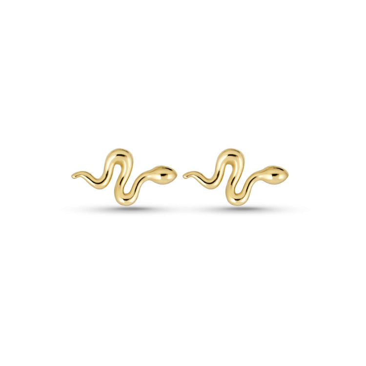 Stone and Strand 14K Yellow Gold Second Hole Gold Snake Studs Front Image