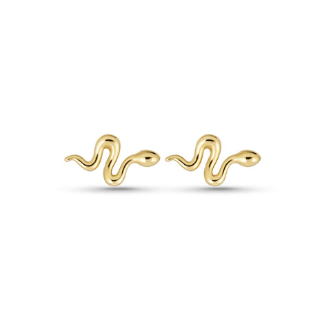 Stone and Strand 14K Yellow Gold Second Hole Gold Snake Studs Front Image