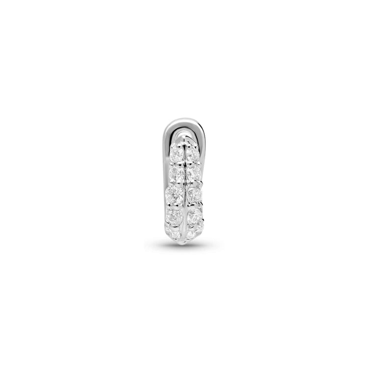 Stone and Strand Sterling Silver Second Hole LAB-Created Silver Knife Edge Single Hoop Front Image