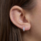 Image of Sterling Silver Second Hole LAB-Created Silver Knife Edge Single Hoop on Models Ear