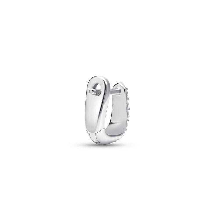 Stone and Strand Sterling Silver Second Hole LAB-Created Silver Knife Edge Single Hoop Rear Image