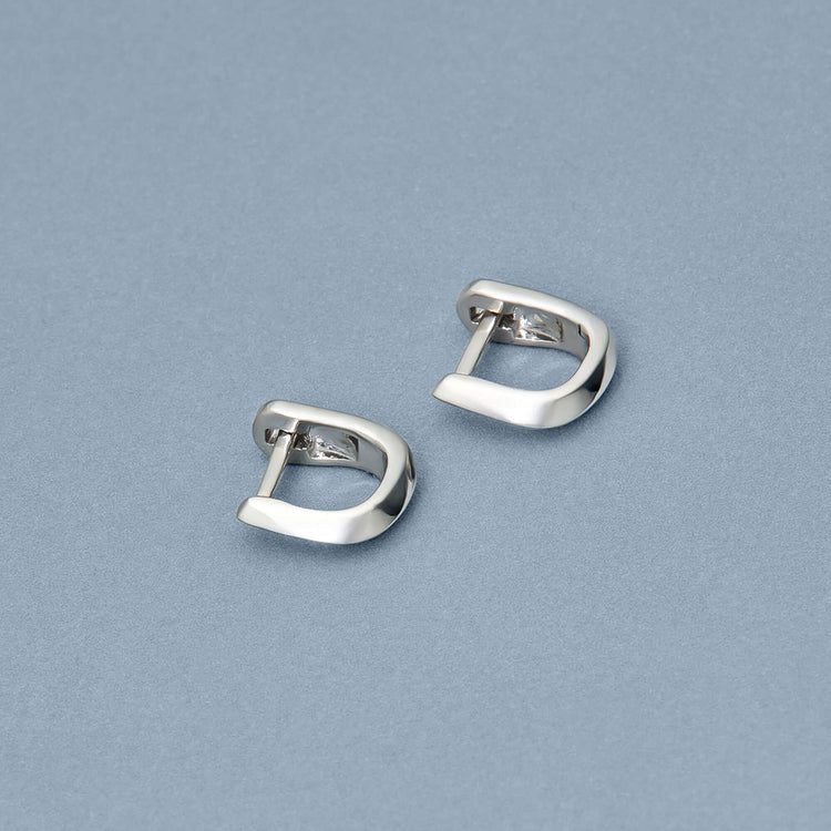 Stone and Strand Sterling Silver Second Hole Knife Edge Single Hoop Editorial Image