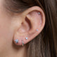 Image of Sterling Silver Second Hole Knife Edge Single Hoop with Stone and Strand Earrings