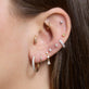 Image of 14K Yellow Gold Second Hole Somewhere Over The Rainbow Huggie with Stone and Strand Earrings