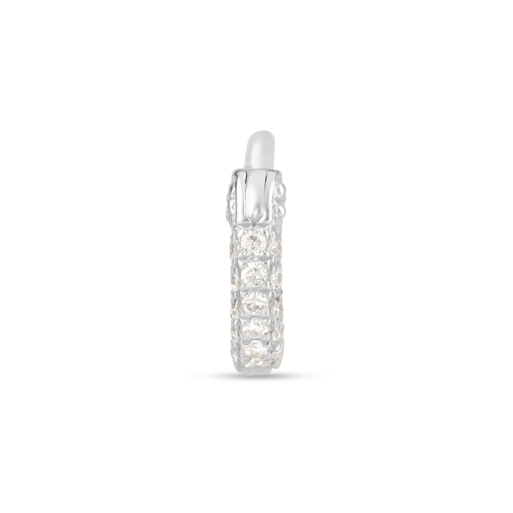 Stone and Strand 10K White Gold Second Hole Teeny Round Micro Pave Eternity Diamond Huggie Front Image