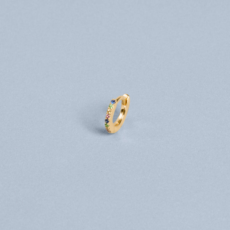 Stone and Strand 10K Yellow Gold Second Hole Teeny Unicorn Gemstone Huggie Editorial Image