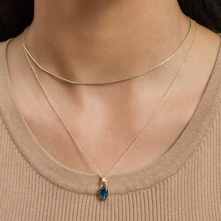 Image of 14K Yellow Gold Serenity Topaz Mood Charm with Stone and Strand Necklaces