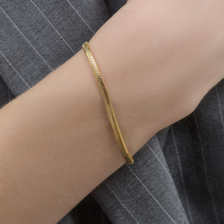 Image of 14K Yellow Gold Serpentine Bracelet on Models Arm