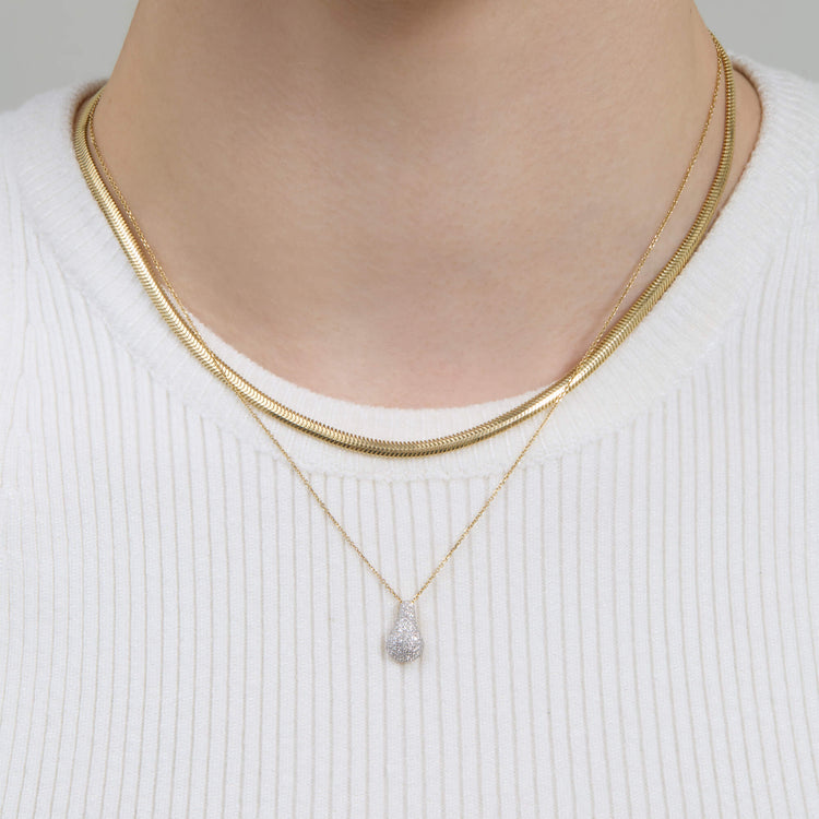 Image of 14K Yellow Gold Serpentine Necklace with Stone and Strand Necklaces