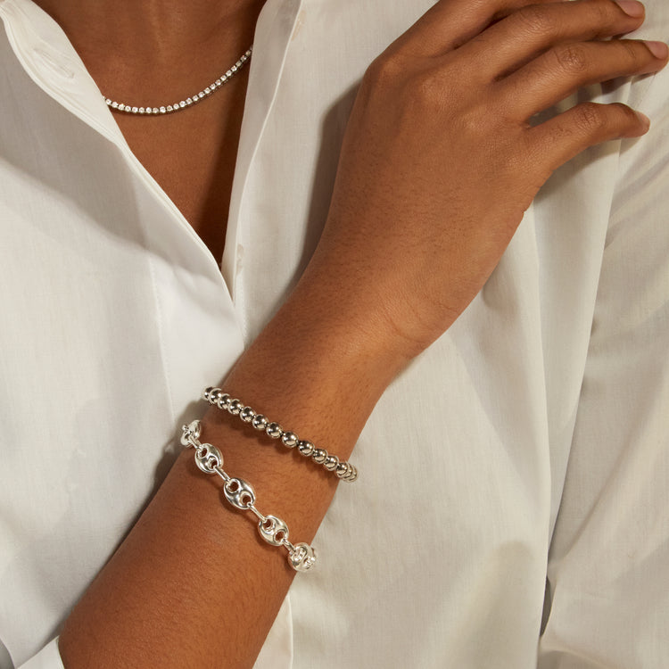 6mm Silver Ball Bracelet
