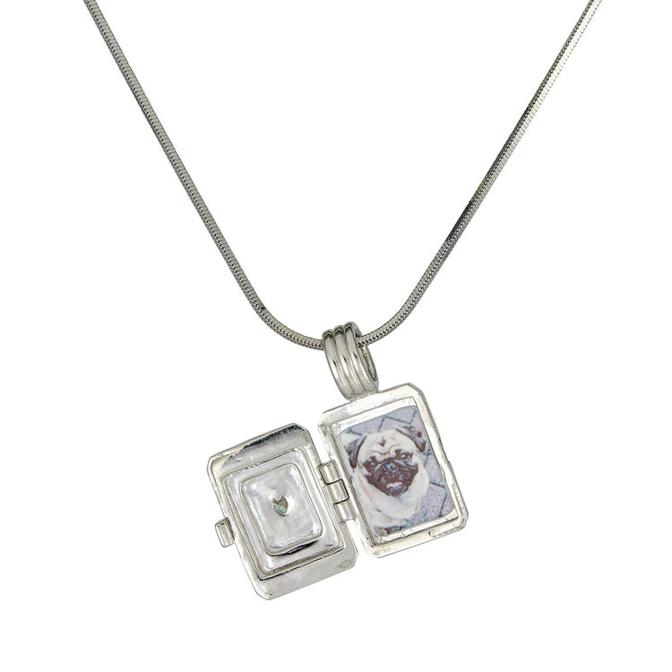 Stone and Strand Sterling Silver Beekman Heart Locket Necklace Front Open Image