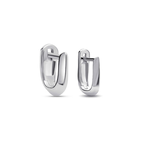 Stone and Strand Sterling Silver Knife Edge Hoop Duo Set Side Image