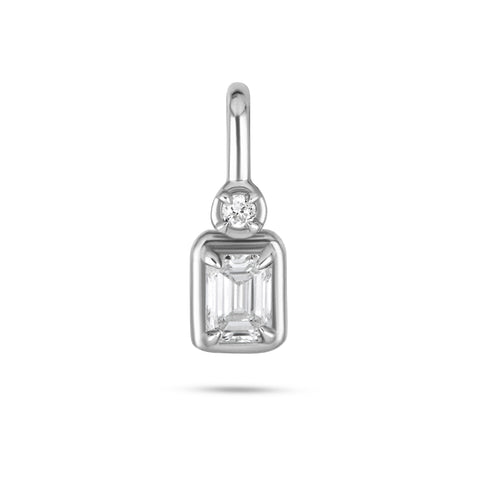 Silver Lab-Created Emerald Diamond Bonbon Charm