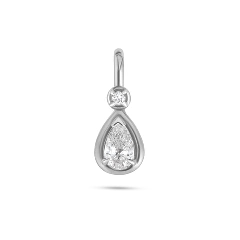 Silver Lab-Created Pear Diamond Bonbon Charm